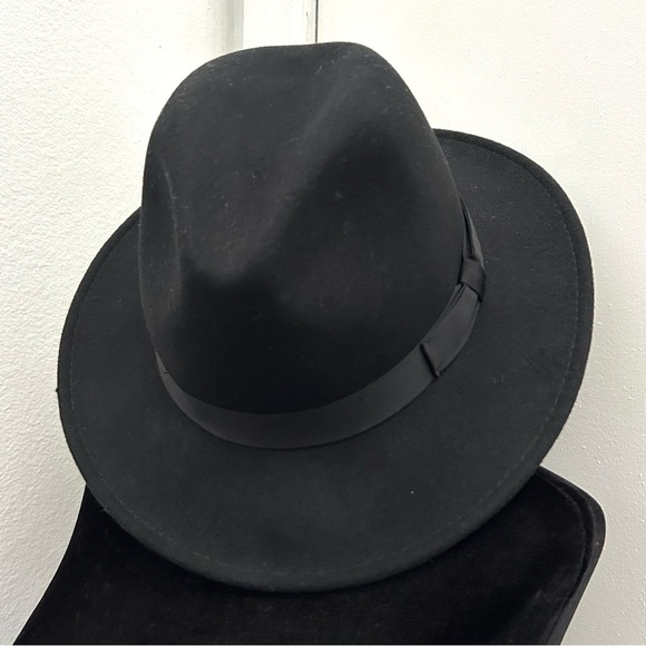 Women’s Black 100% Wool Hat with Matching Black Grosgrain Ribbon Band, Size Lg - Picture 2 of 14